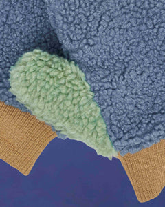 Fleece Mittens - Blue/Beige