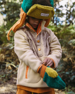 Fleece Mittens - Green/Orange