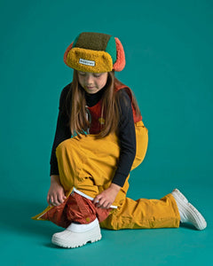 Kids Trapper Hats - Green/Orange