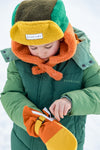 Kids Trapper Hats - Green/Orange