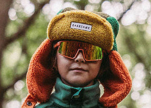 Kids Trapper Hats - Green/Orange