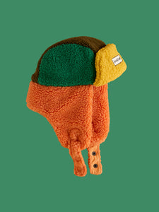 Kids Trapper Hats - Green/Orange